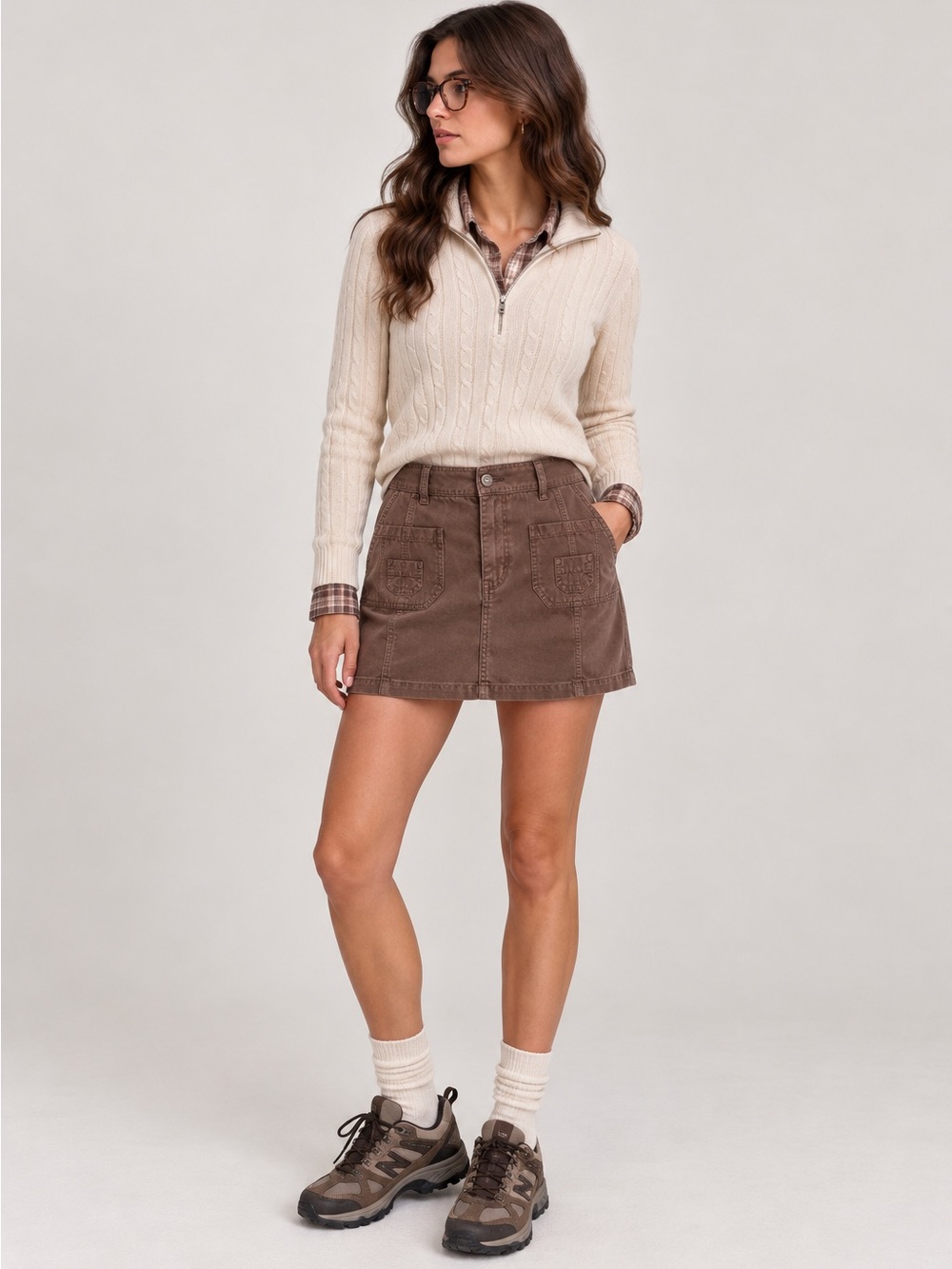 Loft Brown Utility Cargo Mini Skirt Size 8
